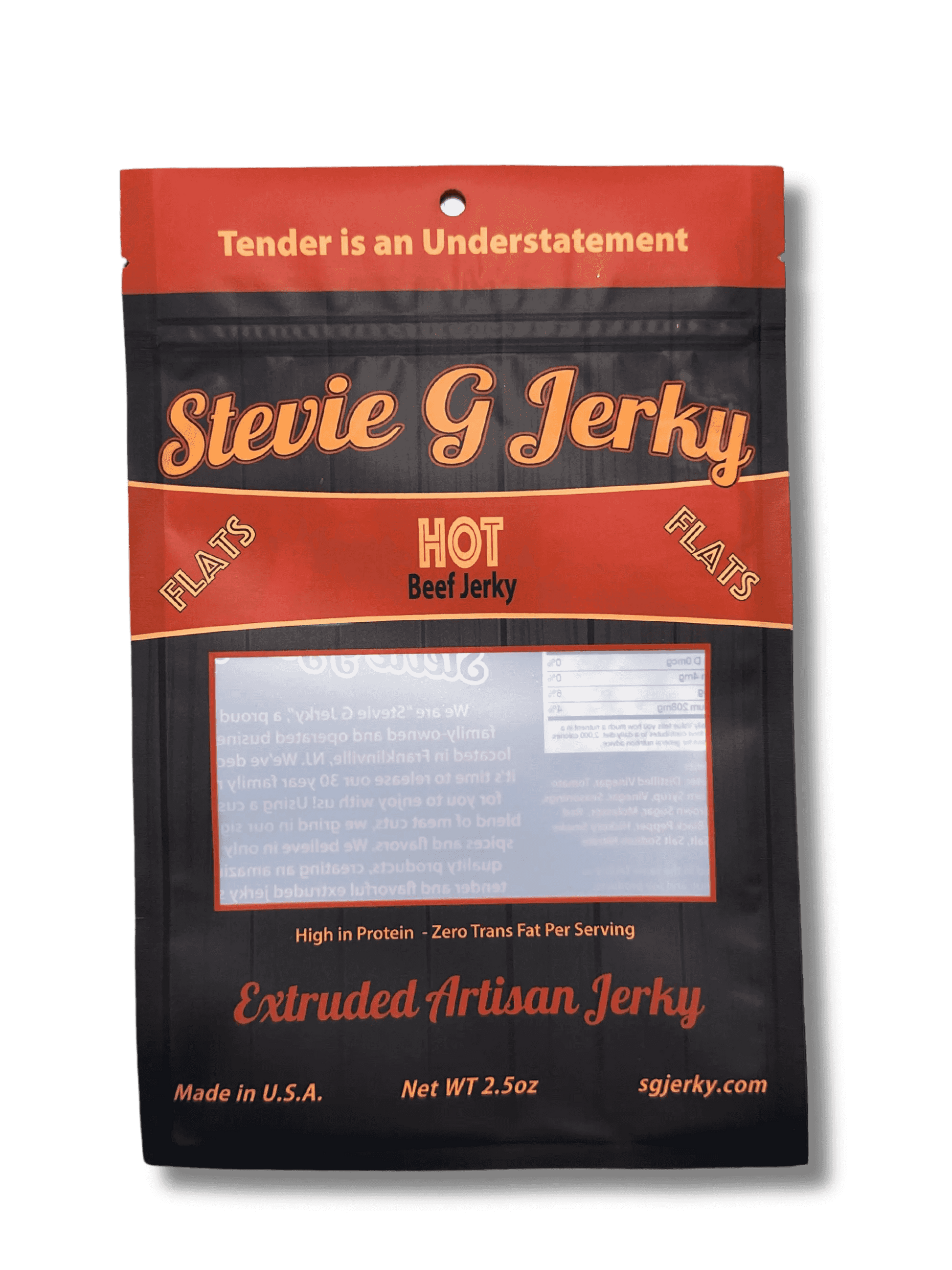 Hot Beef Jerky Flats product package