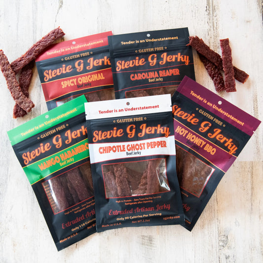 Heat Lovers Pack, 5 Spicy Beef Jerky Flavors, Stevie G Jerky