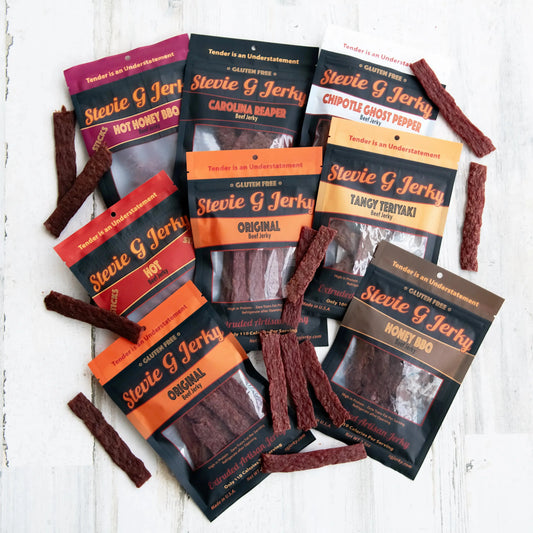 The Jerky Line-Up beef jerky gift set with all 8 flavors, Stevie G Jerky