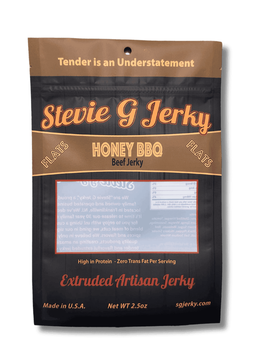 Honey BBQ Beef Jerky Flats product packaging