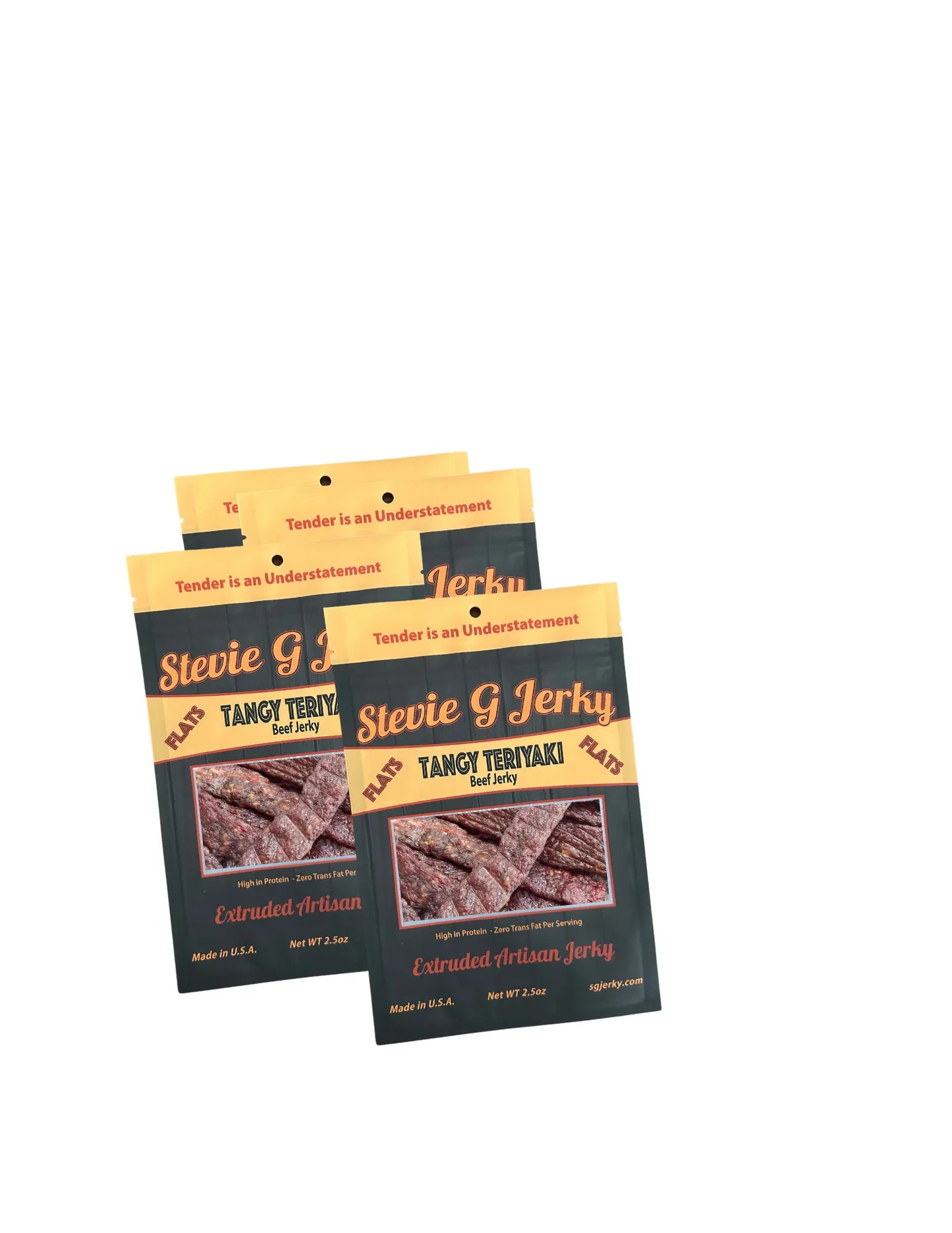 4 pack of stevie g's teriyaki beef jerky 