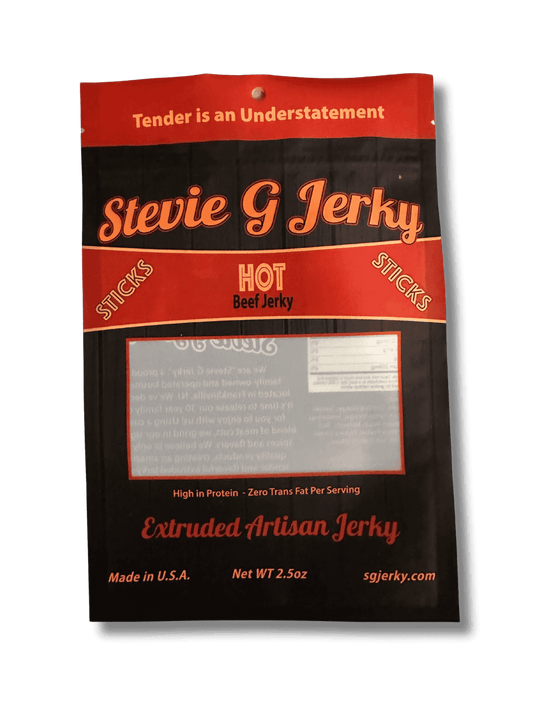 Steve G's Hot Beef Jerky Sticks Packaging