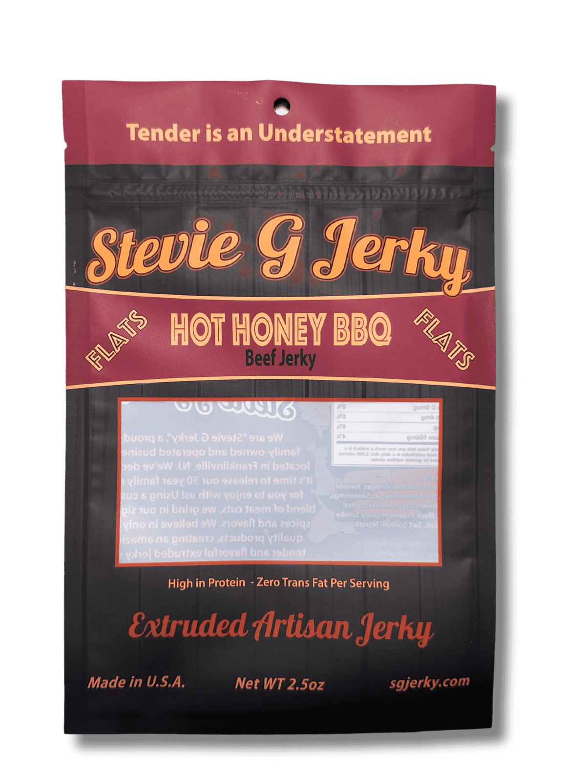 Hot-Honey BBQ Beef Jerky Flats.