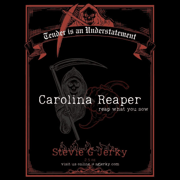 Different angle view of Carolina Reaper Beef Jerky