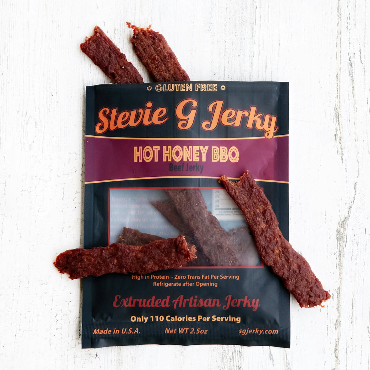 Hot-Honey BBQ Beef Jerky Flats.