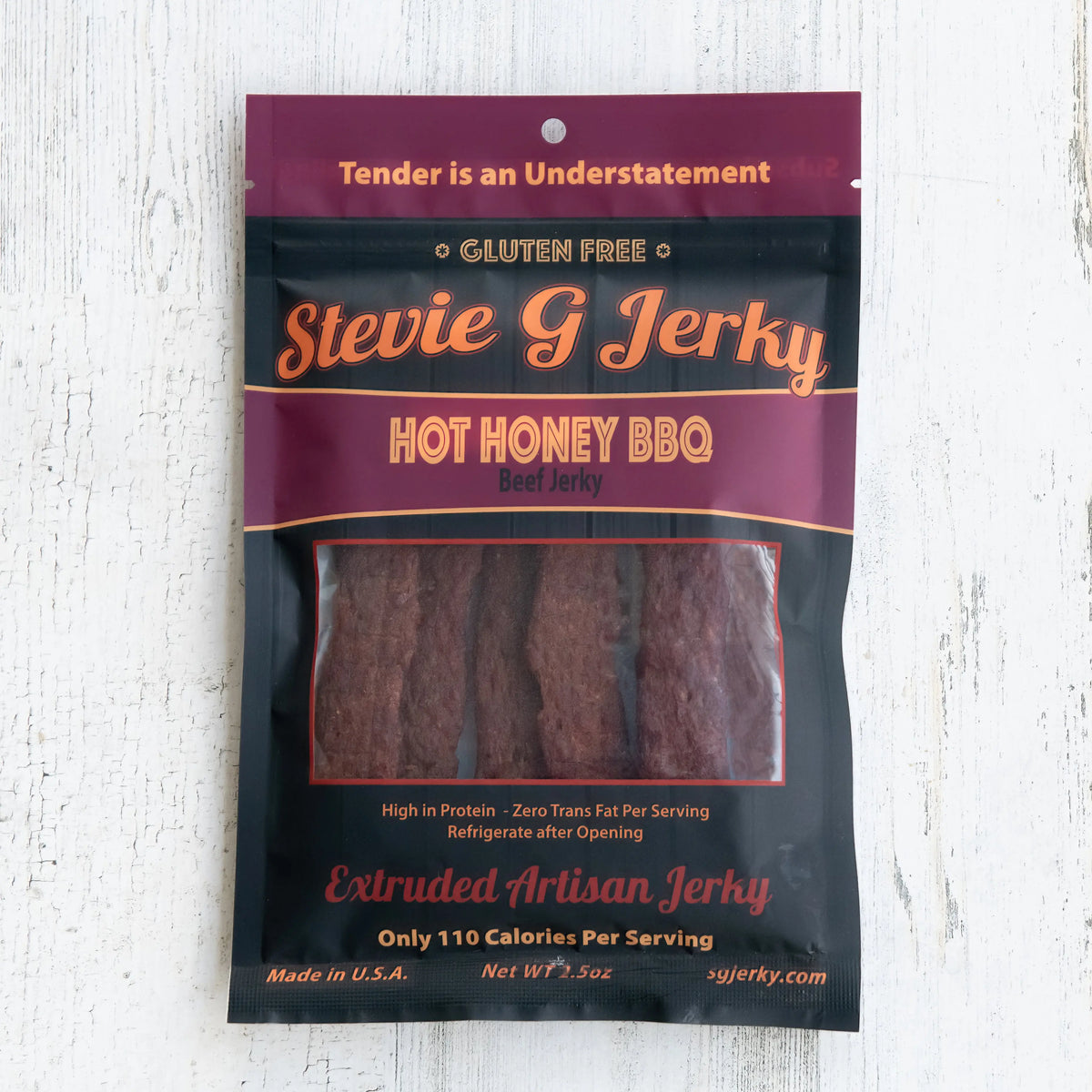 Hot-Honey BBQ Beef Jerky Flats.