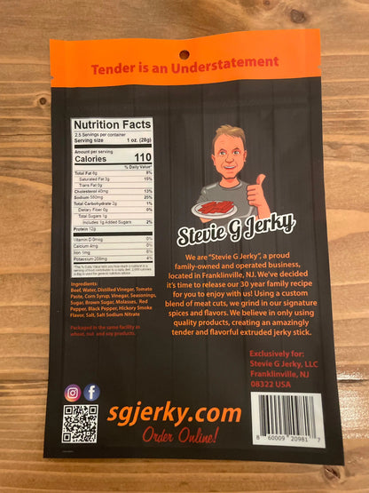 back of stevie g's beef jerky original