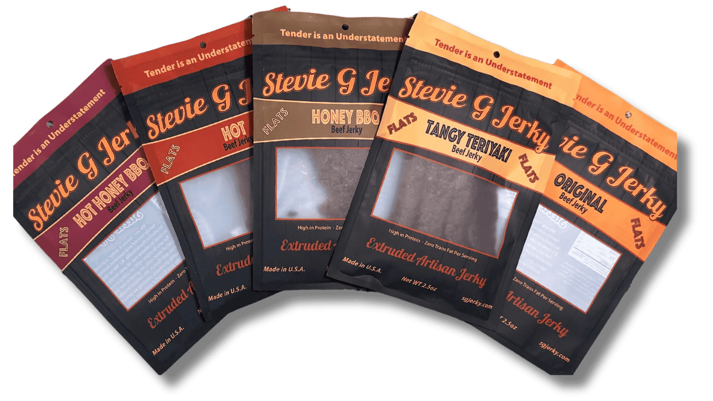 Variety pack of beef jerky in five different packaging