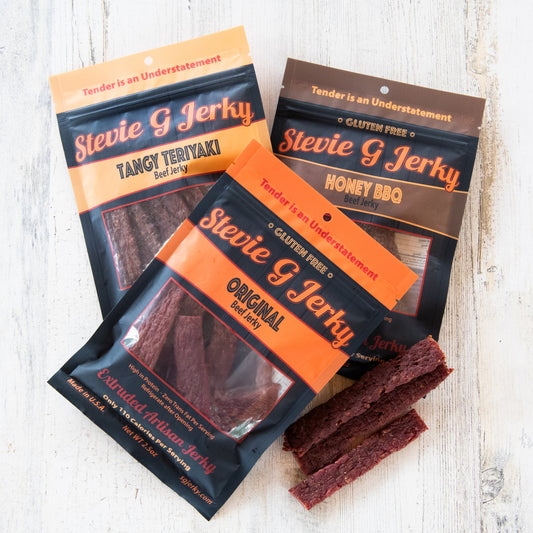 Family Favorites: Original, Honey BBQ and Teriyaki beef jerky bags
