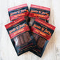 Four bags of Stevie G Spicy Original beef jerky