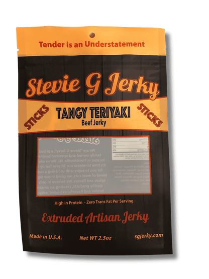 Close-up view of The Tangy Teriyaki Beef Jerky Bundle by Steve G