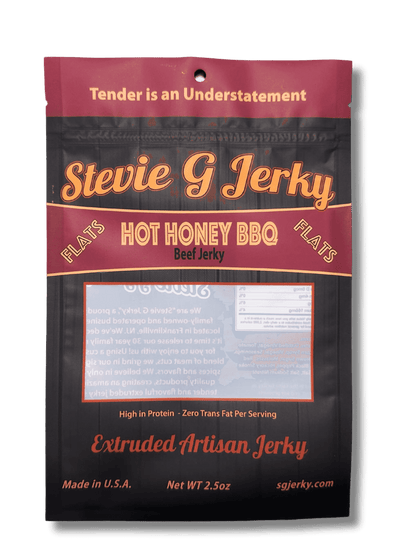 front of stevie g's hot honey bbq flats bag