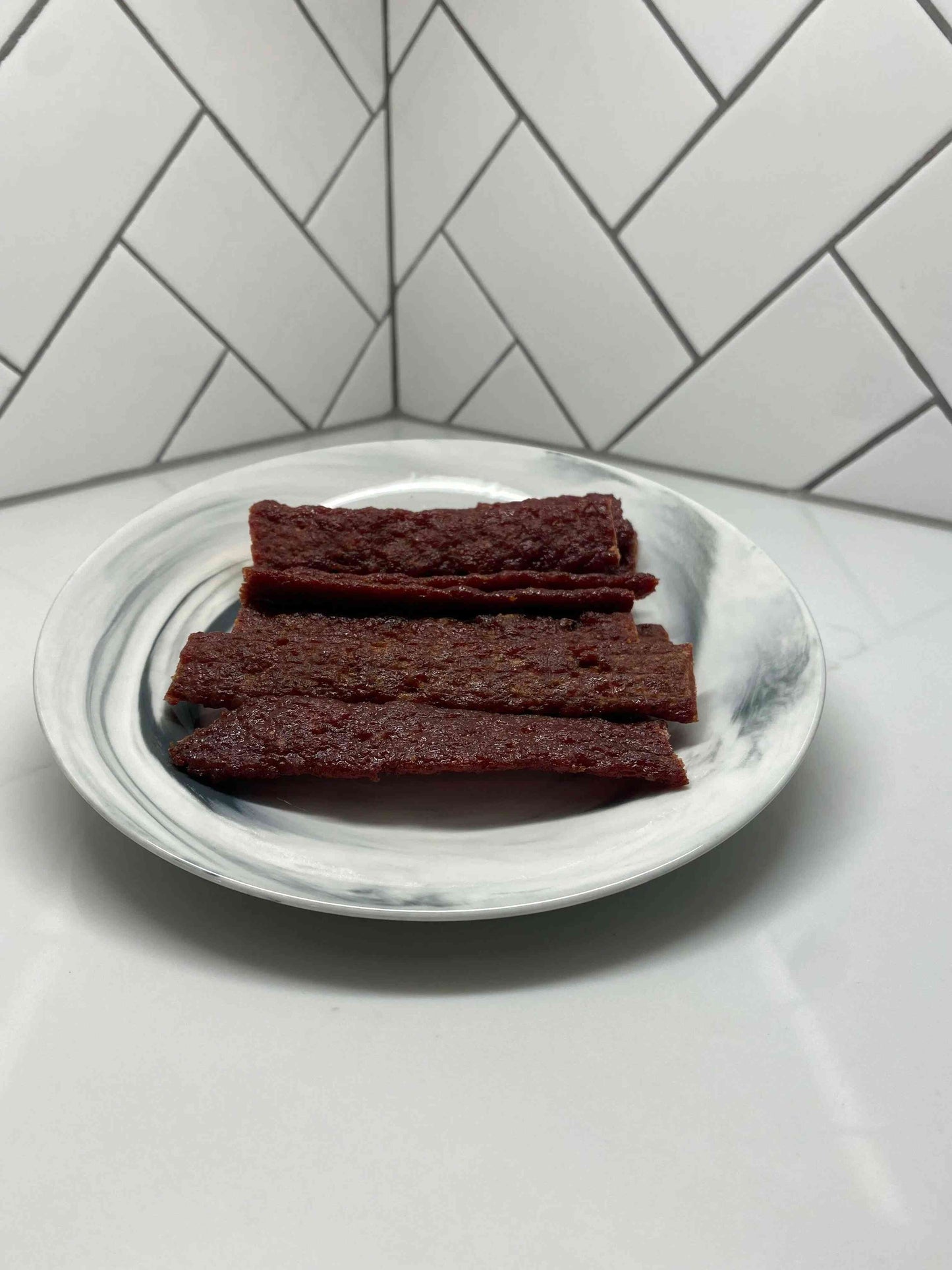 Plate filled with Hot Beef Jerky Flats