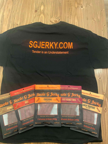 T-Shirt displaying the SG Jerky.com logo